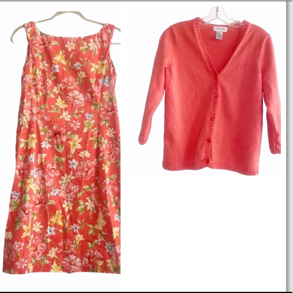 ⭐️Jones New York Tropical Dress, Sheath and cardigan 😊